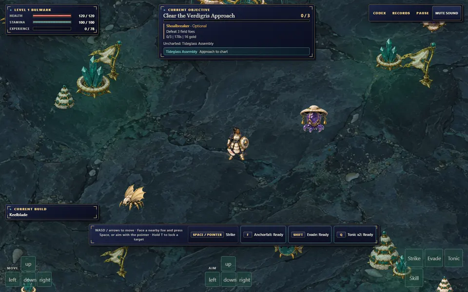 Actual gameplay showing the porcelain paths and celestial scenery of the star-tide.